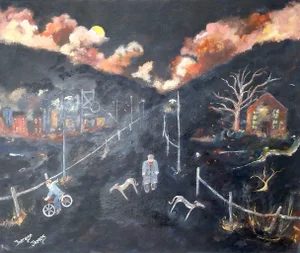 He Remembers His Days When as a Young Man Acrylic Painting by Therese James