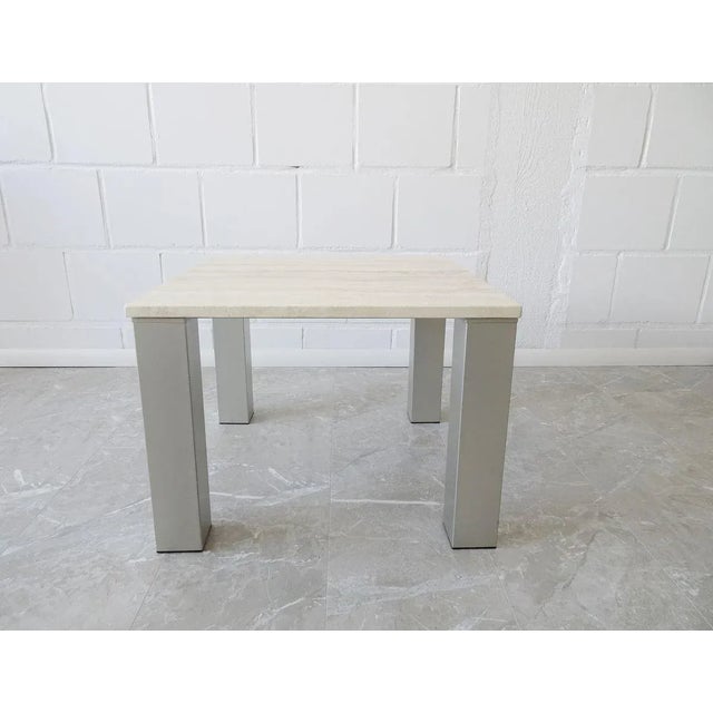 Italian Coffee Table in Travertine and Metal For Sale - Image 13 of 18
