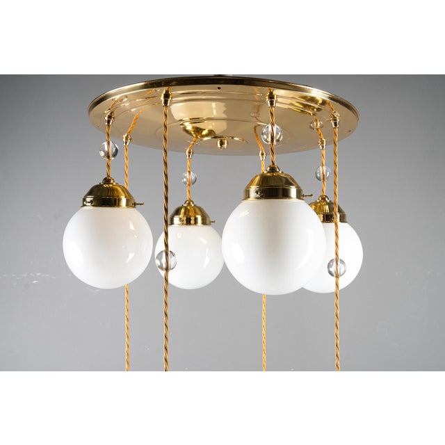 Art Deco Chandelier with Opal Glass Shades, Vienna, 1920s For Sale - Image 18 of 18