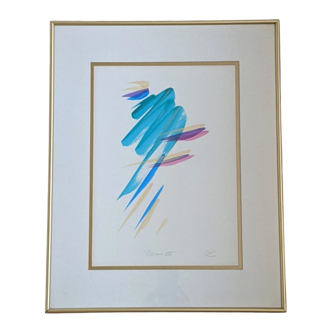 1990s Vintage 1990s Abstract Brushstroke Painting Titled "Colors" Pencil Signed and Dated For Sale - Image 5 of 10