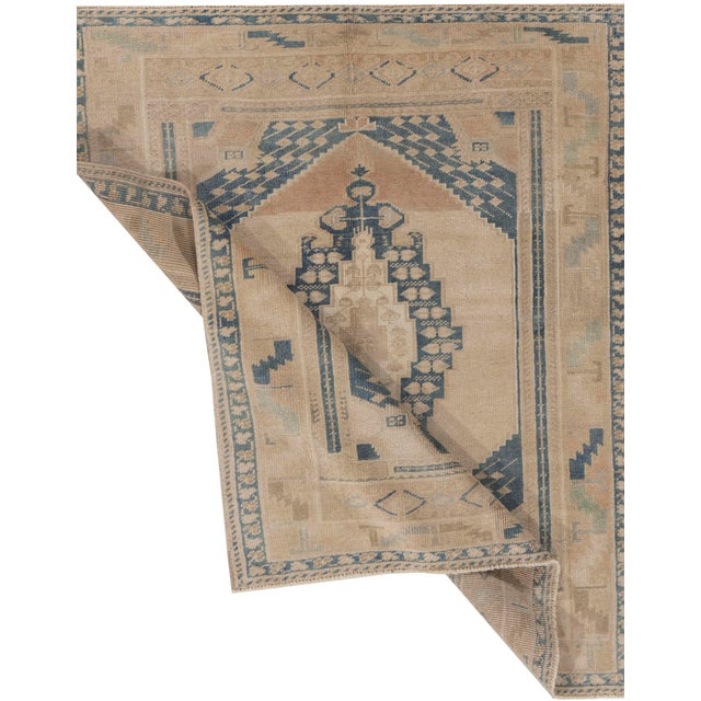 Textile Vintage Turkish Oushak Area Rug 3'6 X 4'1 For Sale - Image 7 of 8