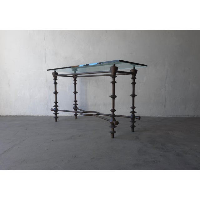 Diego Giacometti Giacometti Style Bronzed Finish and Glass Console Table For Sale - Image 4 of 11
