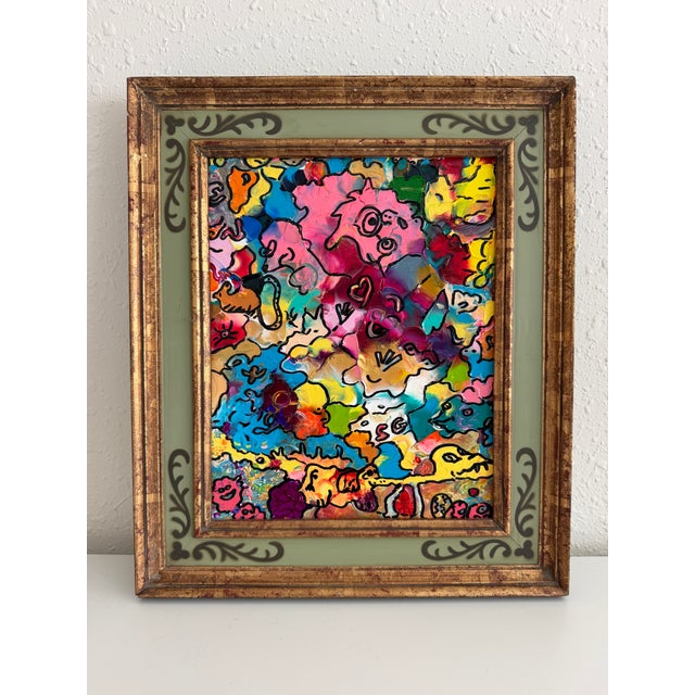 Paint Serg Graff "Pets" Abstract Acrylic Painting Framed Outsider Art Coa For Sale - Image 7 of 8