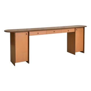 Italian ‘Artona’ Wood + Leather Console by Afra & Tobia Scarpa for Maxalto, 1975 For Sale