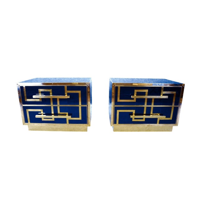 Bedside Tables in Sapphire Blue from Justfurnituress SRL, Set of 2 For Sale - Image 4 of 12