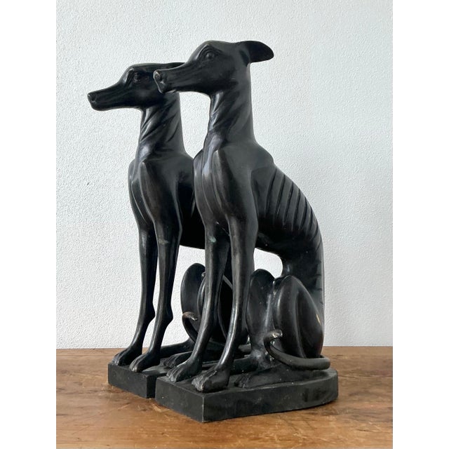 Art Deco Vintage Boho Bronze Whippets - A Pair For Sale - Image 3 of 12
