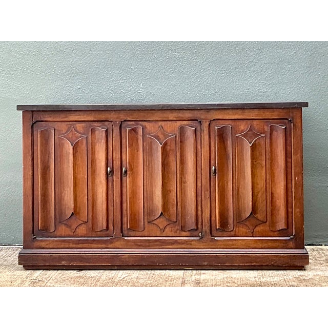 Vintage Carved Walnut Credenza With Slate Top For Sale - Image 4 of 12
