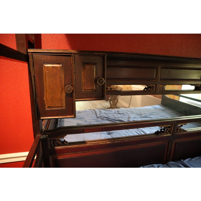 Ornate Hand Carved Chinese Canopy Wedding Bed With Mirrored Sideboard For Sale - Image 11 of 15