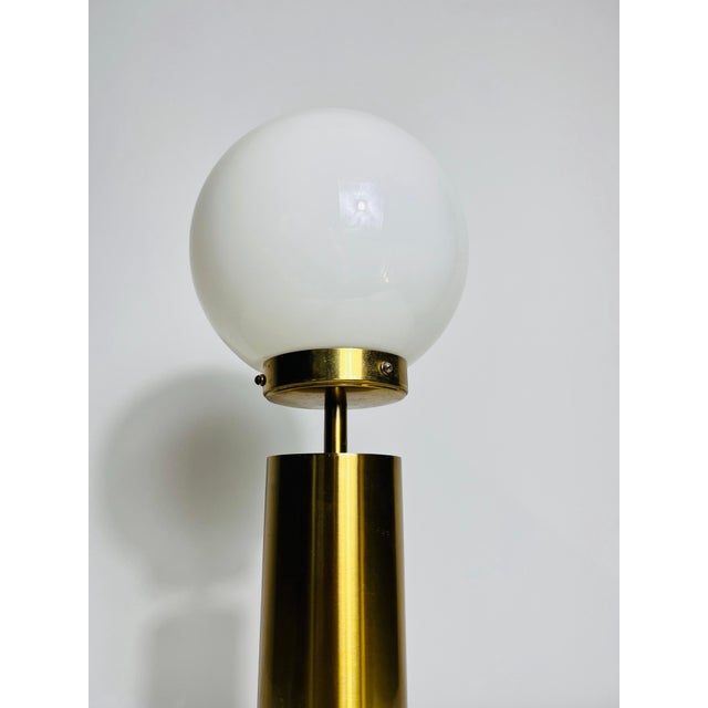 Metal Mid Century Modern Brass and Opal Glass Table Lamp, Germany, 1960s For Sale - Image 7 of 8