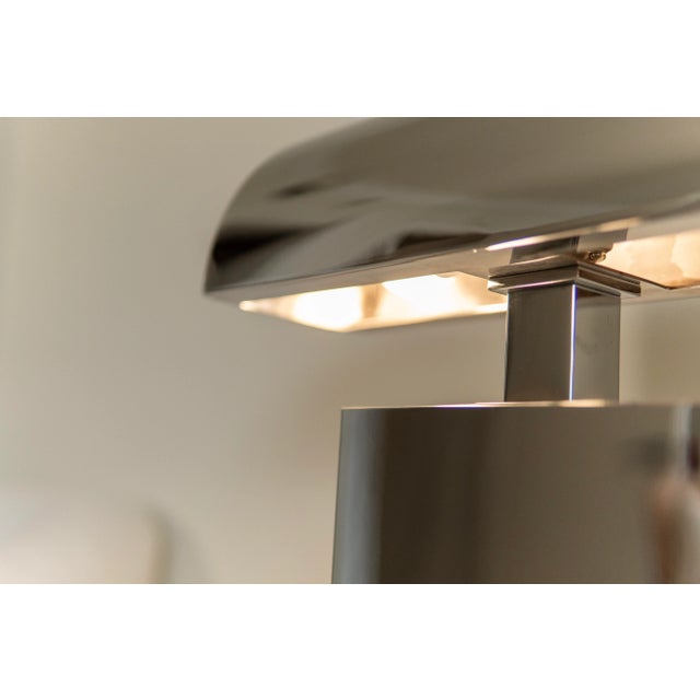 Karl Springer Pair of Karl Springer "Sculpture Desk Lamp" in Polished Chrome 1980s (Signed) For Sale - Image 4 of 7