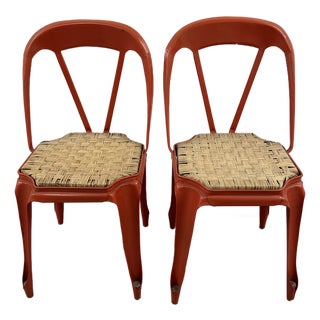 Stunning Pair of Extremely Rare 1920s/30s Multipls Chairs by Joseph Mathieu Original Paint & Woven Seats For Sale