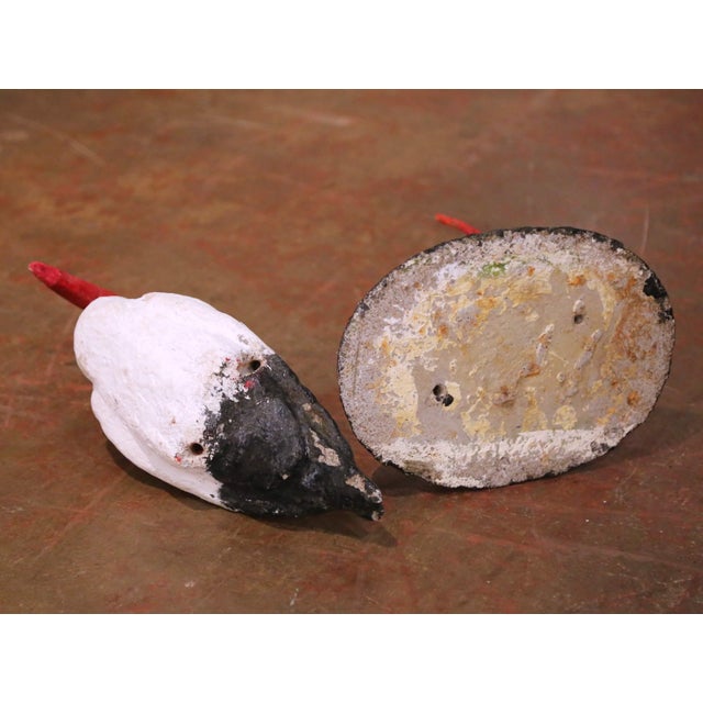 Mid-Century French Hand-Painted Concrete and Iron Stork Garden Sculpture For Sale - Image 9 of 9