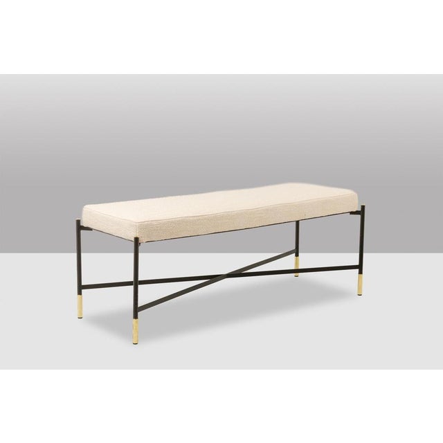 Set of White Benches in Lacquered and Gold Metal, 2000s For Sale - Image 3 of 8