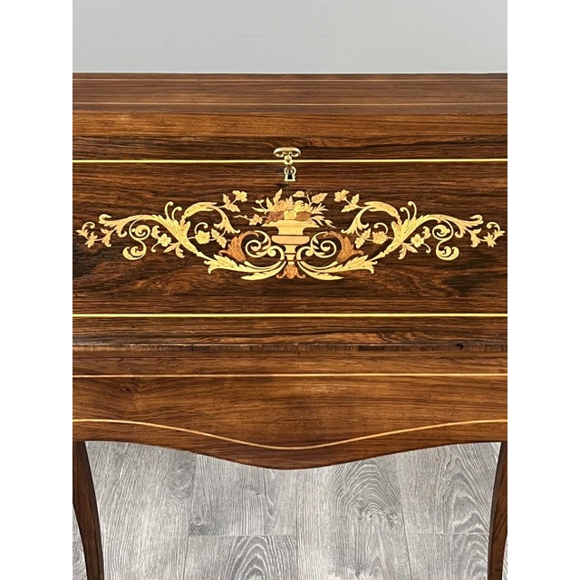19th Century Louis XV Marquetry Drop-Front Secretary For Sale - Image 6 of 10