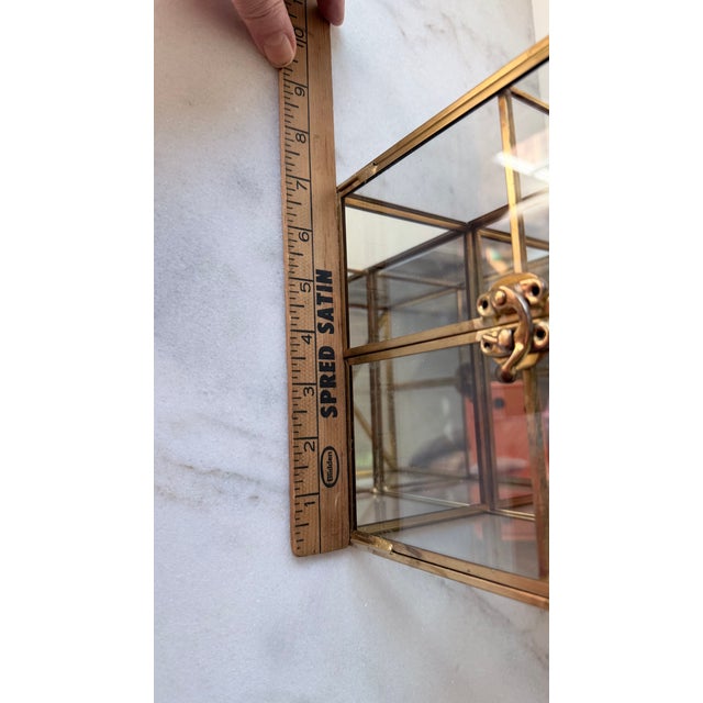 Glass Glass Gold Display Cabinet Wall Curio Cabinet Collectibles Case For Sale - Image 7 of 8