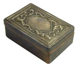 Italian Leather and Silver Box from Miani Venice, 1930s