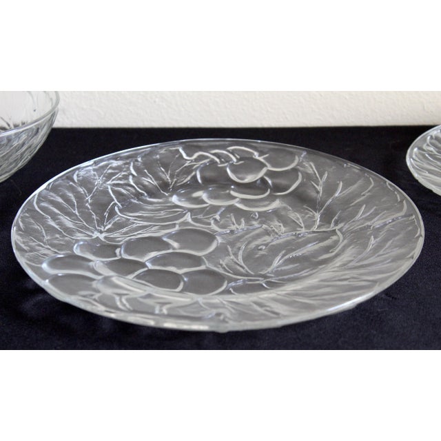 Transparent Vintage Kig Indonesia Clear Pressed Glass Grape & Vine Dinnerware Set, 35 Pieces For Sale - Image 8 of 16