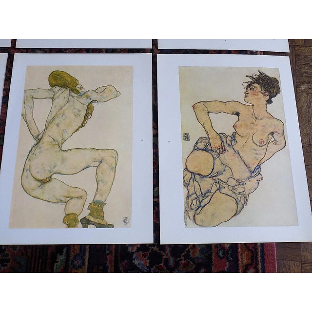 Printmaking Materials Authentic Vintage 20th Century Signed Egon Schiele Expressionist Nude Female Figural Lithographs - Set of 12 For Sale - Image 7 of 8