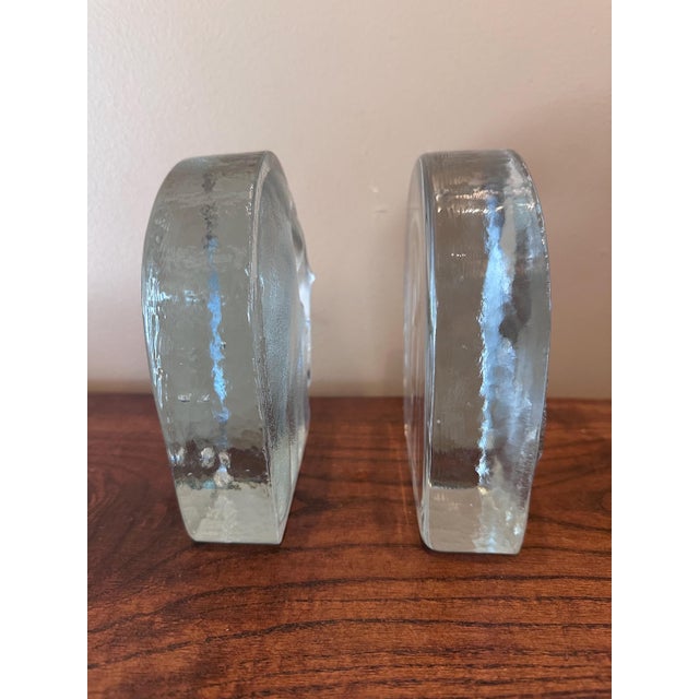Glass Vintage Blenko Glass Elephant Bookends MCM For Sale - Image 7 of 8