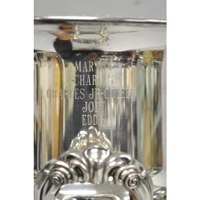 Leonard Vintage Leonard Silver Plated Trophy Cup Champagne Chiller Ice Bucket Engraved For Sale - Image 4 of 16