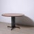Round table with metal frame, wooden top and brass legs, 1950s design Dimensions: Diameter 120 cm Height 76 cm