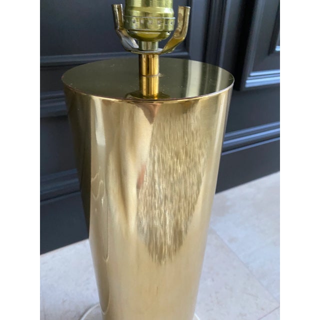 1970s 1970’s Vintage Brass Column Touch Lamp For Sale - Image 5 of 10