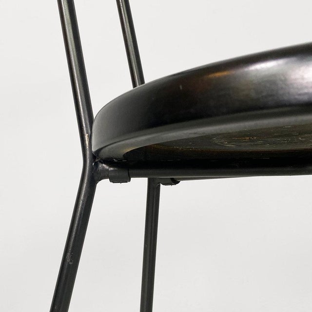 Italian Modern Round Black Wood and Metal Chair, 1980s For Sale - Image 10 of 18