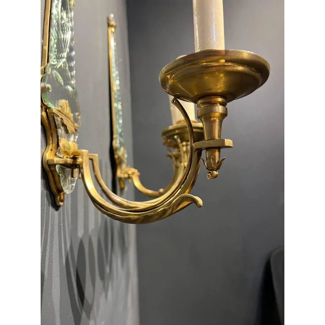 1920s French Mirror and Gilt Bronze Sconces For Sale - Image 4 of 7