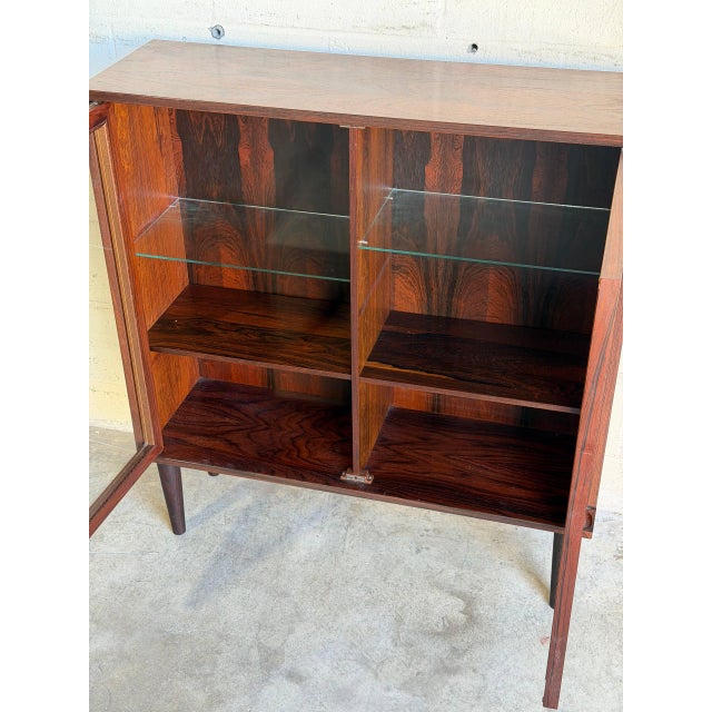 Rosewood Glass Cabinet Bookcase Denmark Mid-Century Modern 1970s For Sale - Image 9 of 9