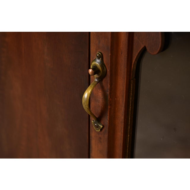 Limbert English Jacobean Carved Walnut and Burl Wood Bookcase or Bar Cabinet, Circa 1920s For Sale - Image 9 of 15