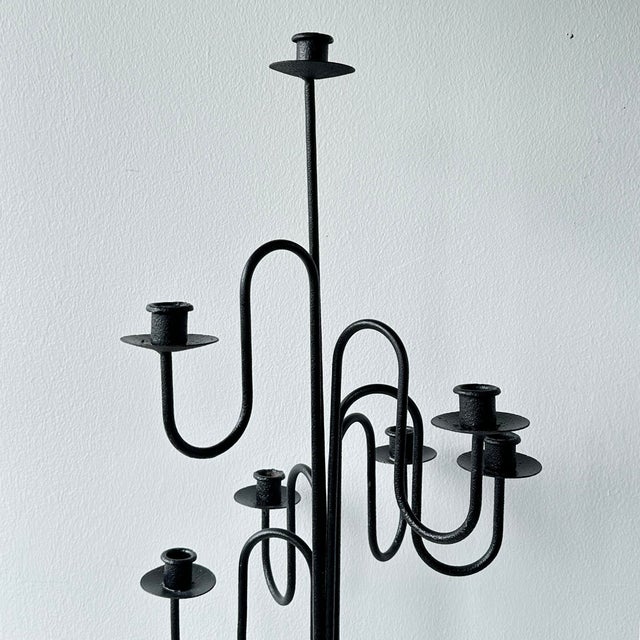 Vintage Wrought Iron Floor Candelabra For Sale - Image 4 of 10