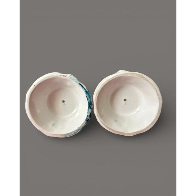Blue Antique Rococo Porcelain Figural Candlesticks from Sitzendorf, 1900, Set of 2 For Sale - Image 8 of 10
