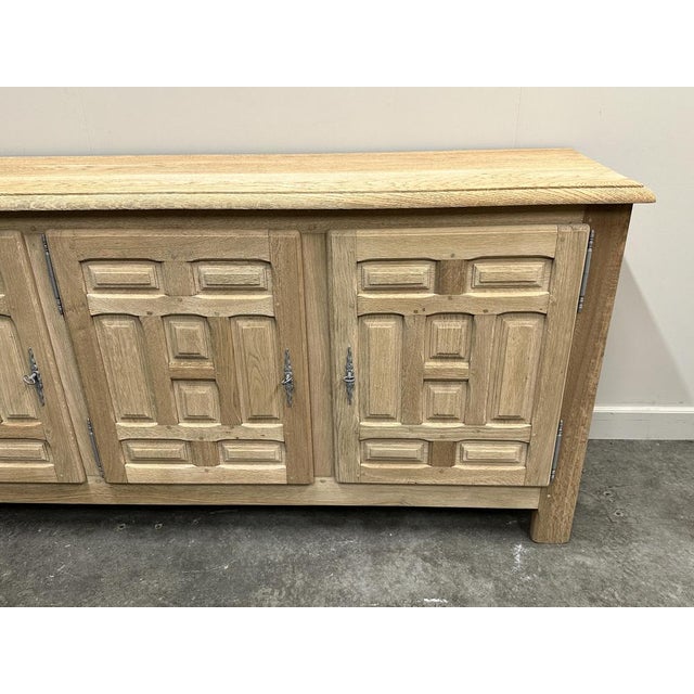 Vintage French White Oak Brutalist Sideboard, France, 1960s For Sale - Image 12 of 15