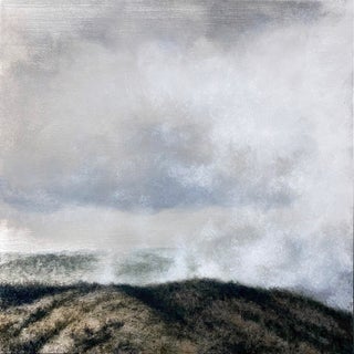 Air by Lisa Lebofsky | Oil on Aluminum Landscape with Clouds and Hills For Sale