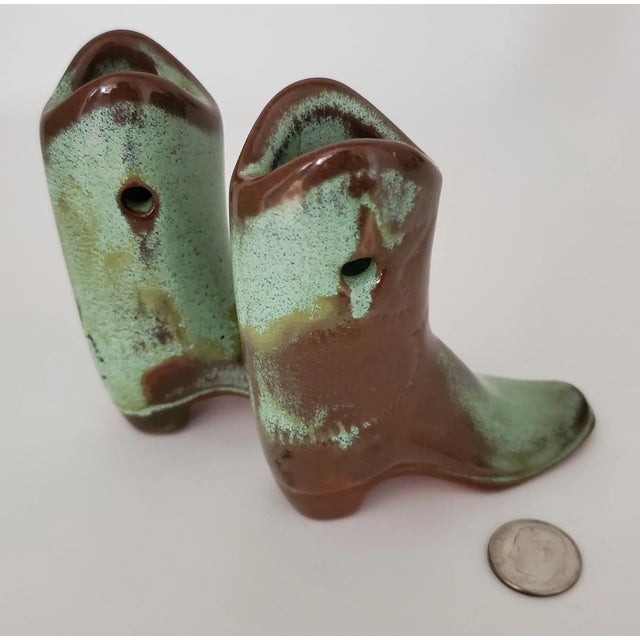 Ceramic Pair of 1950s Miniture Mid-Century Modern Cowboy Boots by Frankoma For Sale - Image 7 of 9