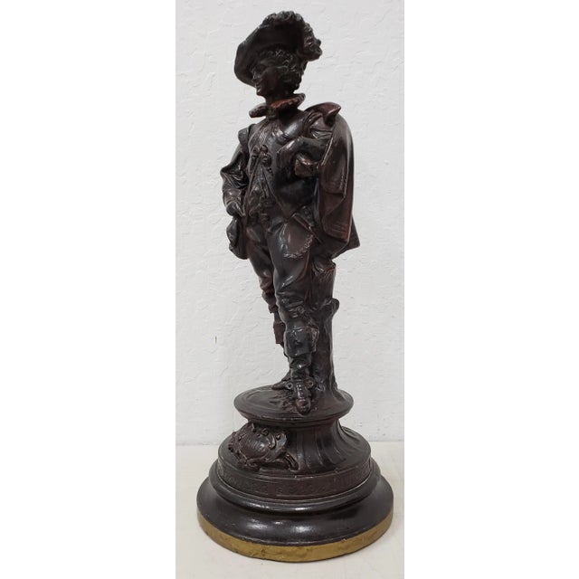 Traditional Vintage Painted Spelter "Musketeer" Sculpture Mid 20th Century For Sale - Image 3 of 9
