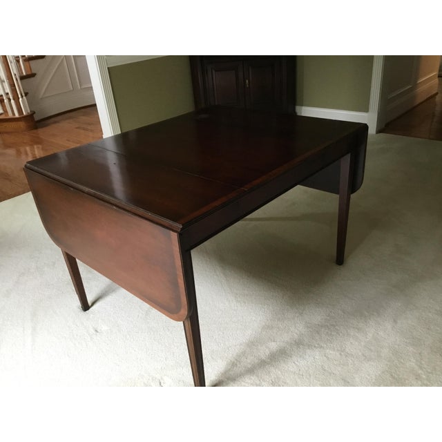 Wood Vintage Brandt Mahogany Drop-Leaf Dining Table & Four Chairs With 21" Leaf and Custom Table Pads For Sale - Image 7 of 18