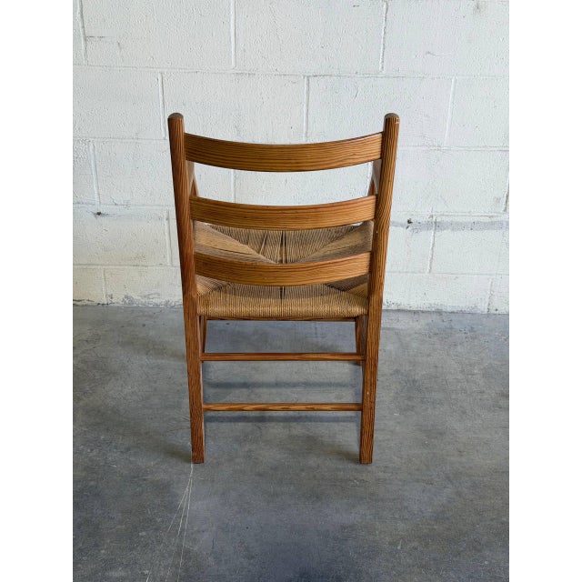 Vintage Danish Pine Armchair Rush Seat Scandinavian Mid Century For Sale - Image 4 of 7