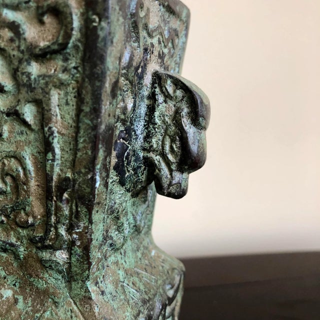 Mid 20th Century Mid Century James Mont Style Verdigris Vase For Sale - Image 5 of 7