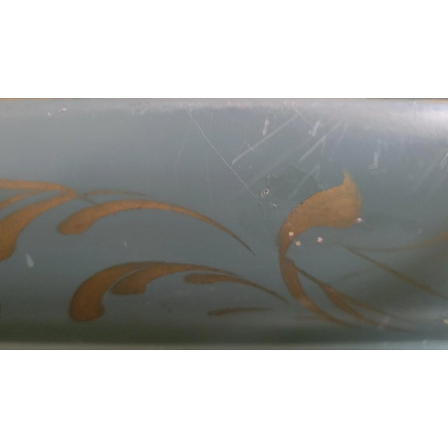 Olive Vintage Hand Painted Olive Metal Tray For Sale - Image 8 of 12