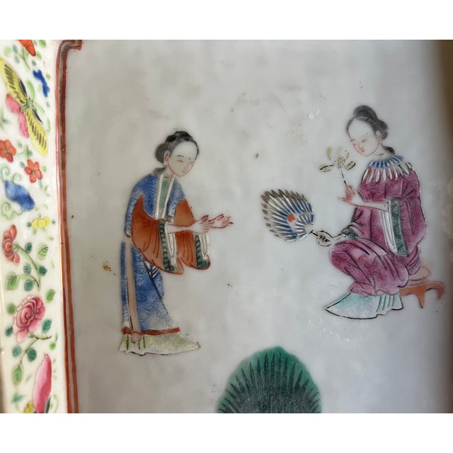 Antique 19th Century Chinese Export Famille Rose Porcelain Footed Tray For Sale - Image 4 of 18