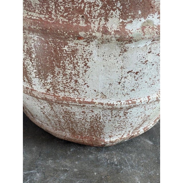 Monumental Ribbed Terracotta Planter With Heavily Distressed Patina For Sale - Image 4 of 11