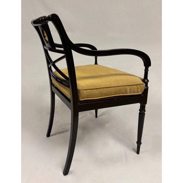 One of a kind variation of the classic chair that features a gilded “Star” and gilded balls in carved back. Tapered legs....