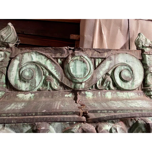 Copper Antique Oxidized Copper Building Fragment Beaux-Arts Style Repousse For Sale - Image 8 of 12