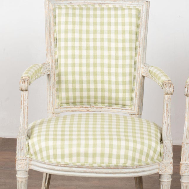 Pair Late 19th Century Swedish Gustavian Gray Painted Armchairs For Sale - Image 6 of 16