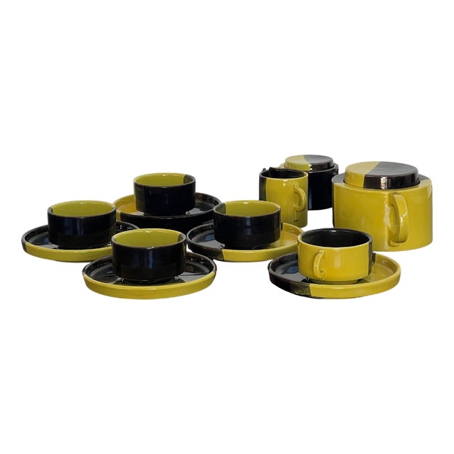 Italian Ceramic Tea or Coffee Set from SIC Ceramiche Artistiche, 1960s-1970s, Set of 13 For Sale