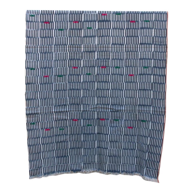 Vintage Baoule African "Bouake Sky" Ikat Throw For Sale