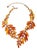 Oscar De La Renta 22k Gold Plated Orange Amber Resin Leaf Statement Necklace For Sale