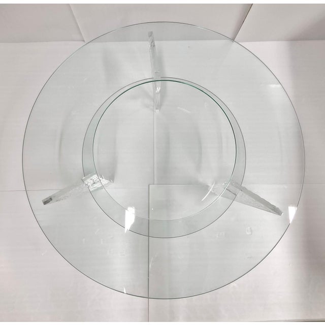 Vintages Round Coffee Table in Textured Acrylic Glass and Glass by Jeannot Cerutti, 1980s For Sale - Image 6 of 13