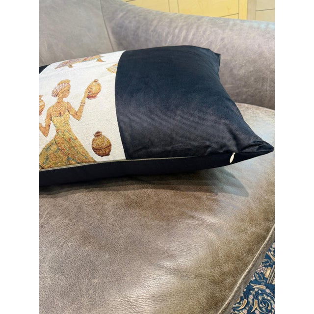 2020s Handmade Velvet Ethnic Lumbar Pillow Cover For Sale - Image 5 of 11